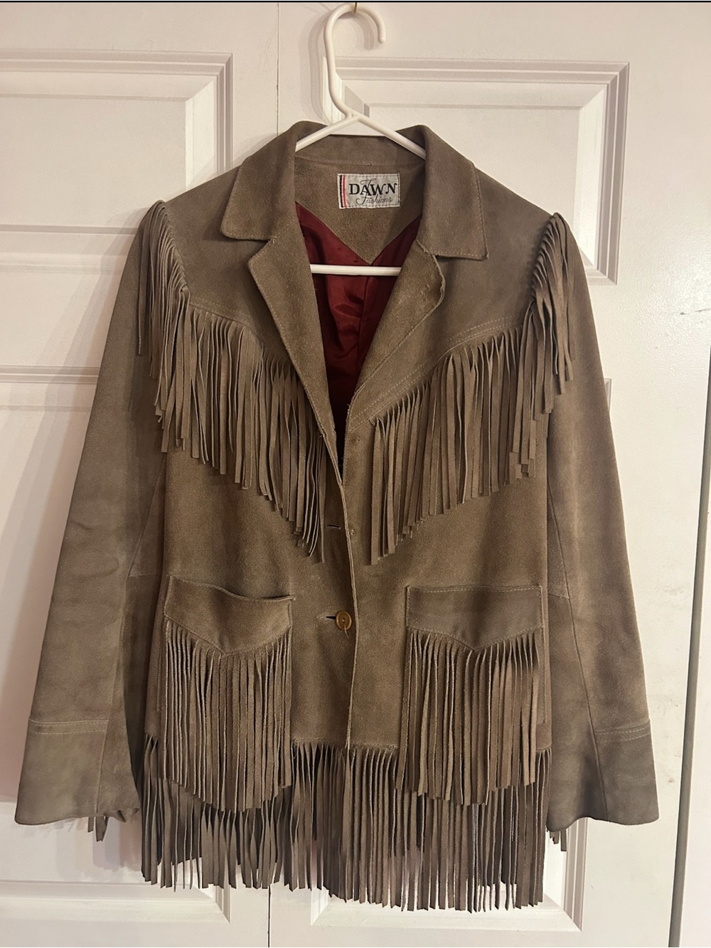 Women's Taupe Suede Fringe Leather Jacket